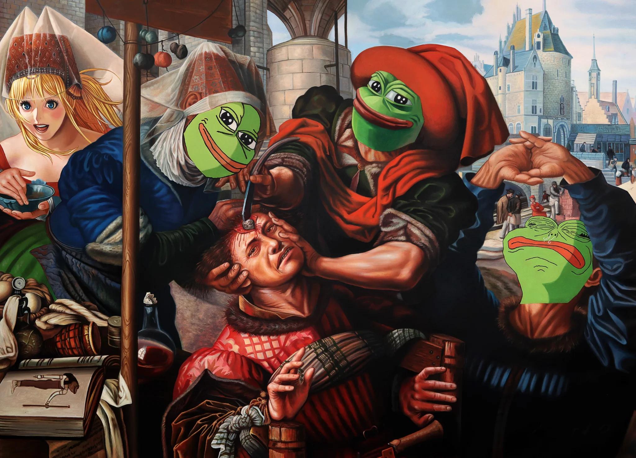 MASTER CUTS OUT THE STONE (after Hemessen)