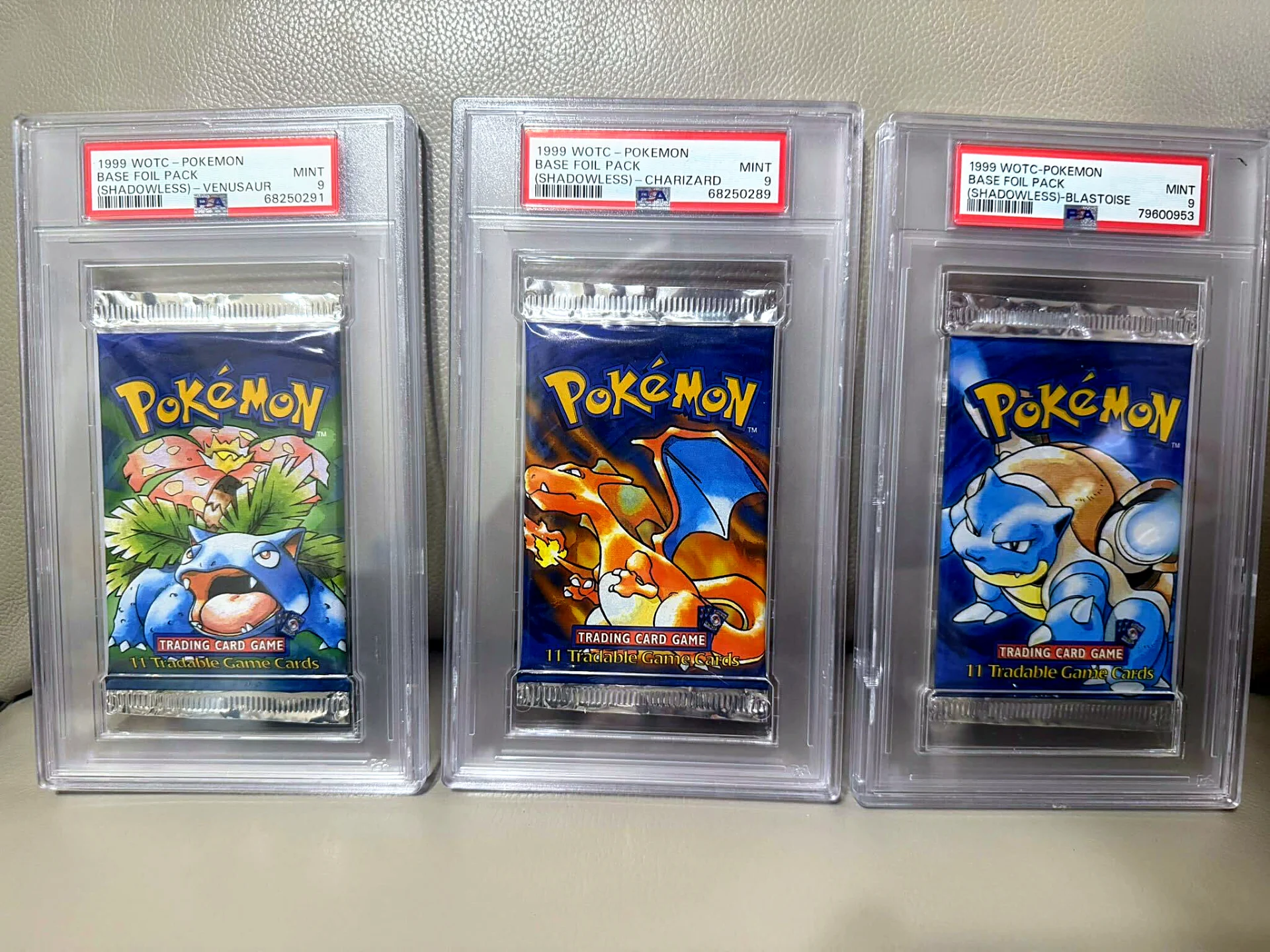 Shadowless Base Set Booster Pack Complete Art Set (PSA 9) graded slab